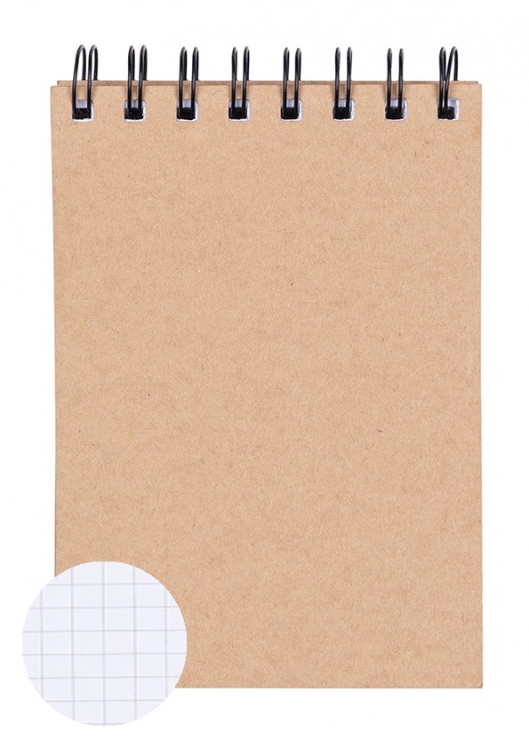SPIRAL NOTEBOOK, OFFICE PRODUCTS, A6, 80 SHEETS, SQUERED, 80G, CRAFT BROWN COVER