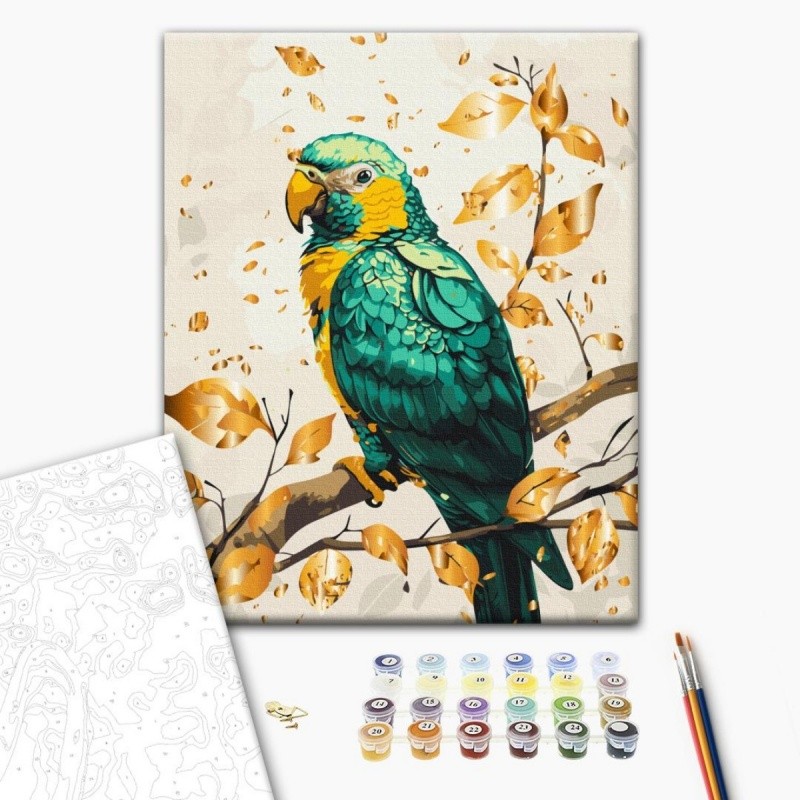 აკრილის გასაფერადებელი ტილო - EMERALD PARROT, 40x50სმ, 1ც