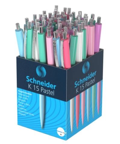 კალამი ბურთულიანი "შნაიდერი / Schneider" K15 PASTEL (50 ცალიანი კოლოფი)