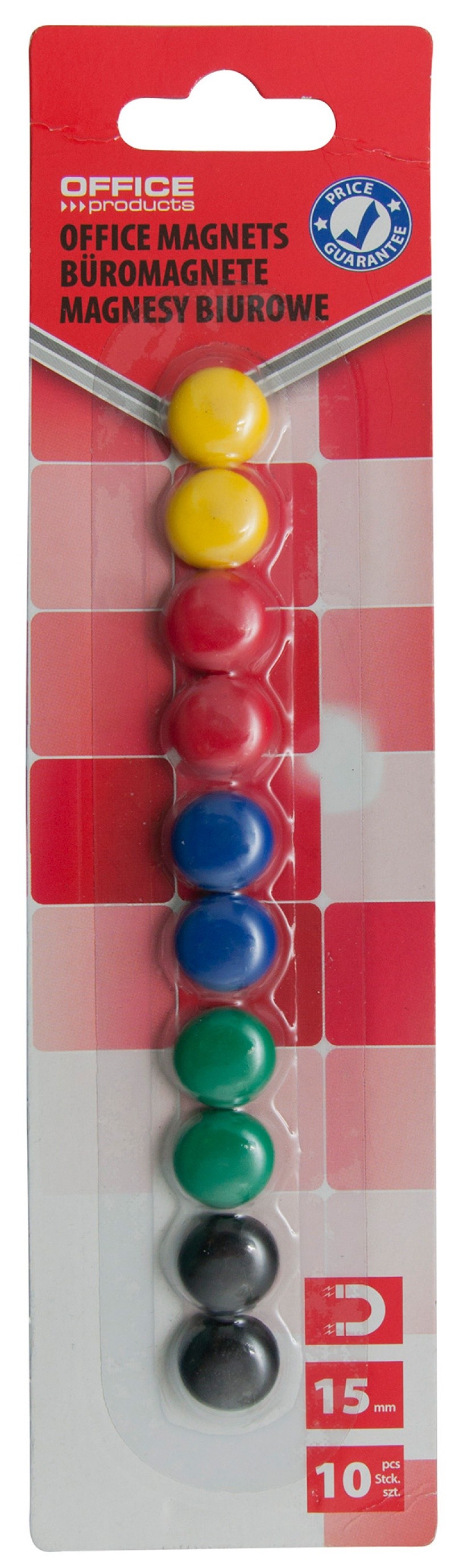 BOARD MAGNETS, OFFICE PRODUCTS, ROUND, 15MM, 10PCS, ASS, BLISTER