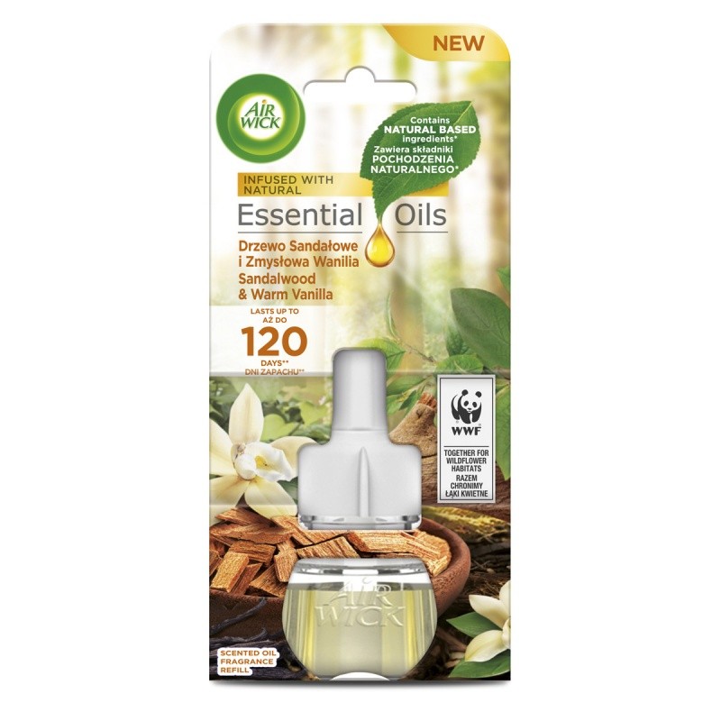 AIR WICK, ELECTRIC AIR FRESHENER, REFIL, 19ML, SANDALWOOD AND VANILLA