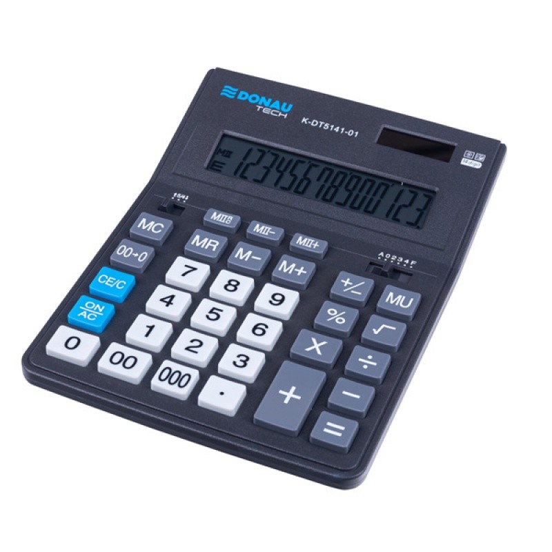 DESKTOP CALCULATOR DONAU TECH OFFICE, K-DT5141, 201X155X35MM, 14 DIGITS, MU, M II, BLACK