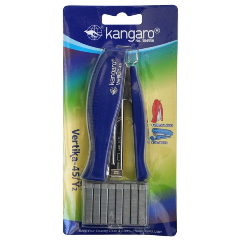 სტეპლერი N 24/6; 26/6 KANGARO VERTIKA-45 + ტყვიები ლურჯი (ასტეპლერებს 30 ფურცელს)