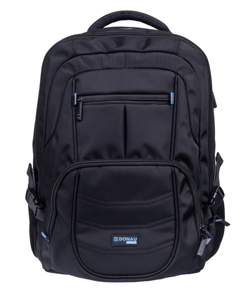 BACKPACK DONAU TRAVEL, AMSTERDAM, 17", 35L, USB + USB-C CABLE, BLACK